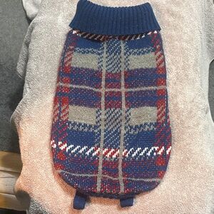 Size Small Blue and Red Plaid Dog Sweater